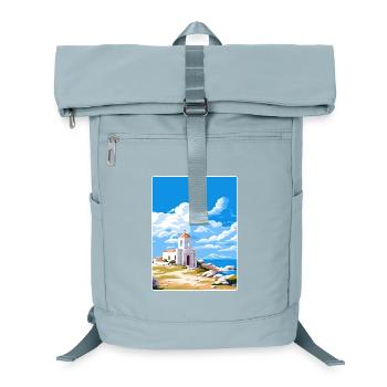 Delos Greece Travel Poster Souvenir Postcard Paint - Laptop Backpack - ice blue - Front