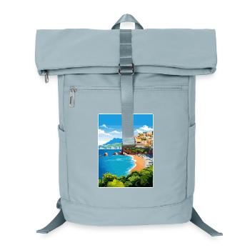 Amalfi Italy Travel Poster Souvenir Postcard Paint - Laptop Backpack - ice blue - Front