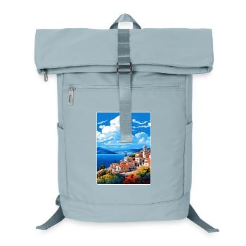 Hydra Greece Travel Poster Souvenir Postcard Paint - Laptop Backpack - ice blue - Front