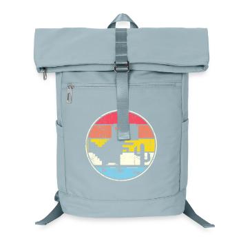 Pixel Sunset Circle with Silhouette - Laptop Backpack - ice blue - Front