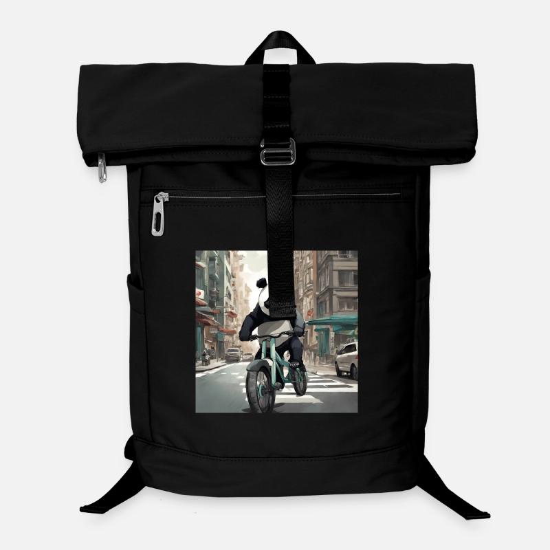Panda auf dem Fahrrad in der Stadt Laptop-Rucksack 