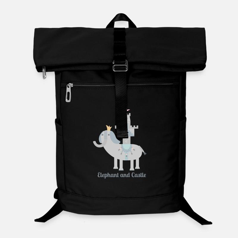 Elefant und Schloss L mit Text Laptop-Rucksack 