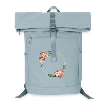 Rustikaler Blumen-Kranz, personalisierbar - Laptop-Rucksack  - Eisblau - Vorne