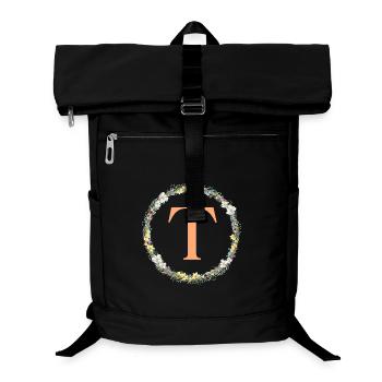 T Monogram, Couronne de fleurs, Personnalisable - Sac à dos ordinateur - noir - Devant