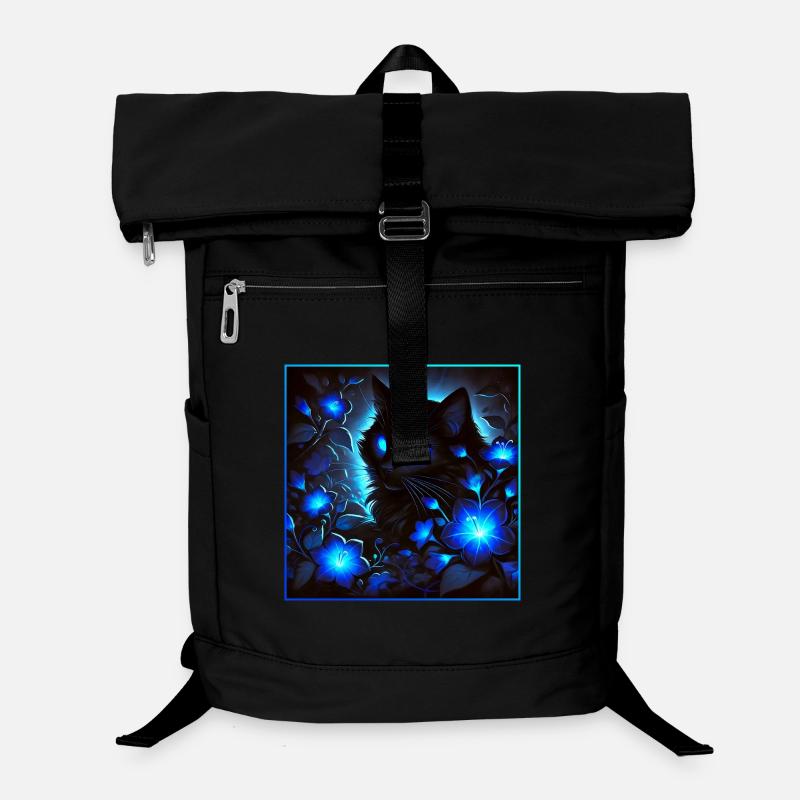 Eine schimmernde leuchtende kleine schwarze Katze Laptop-Rucksack 