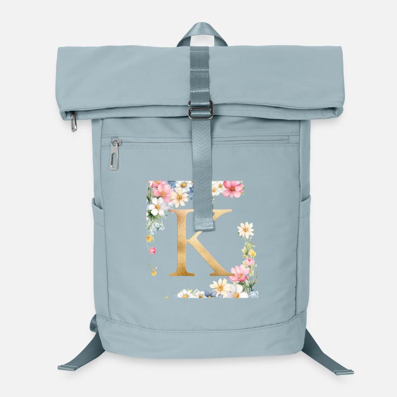 K Monogramm, Floral, personalisierbar Laptop-Rucksack 