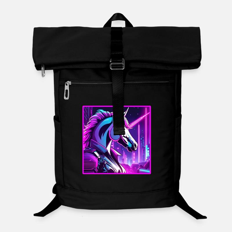 Neon Cyber Unicorn Illustration Laptop-Rucksack 