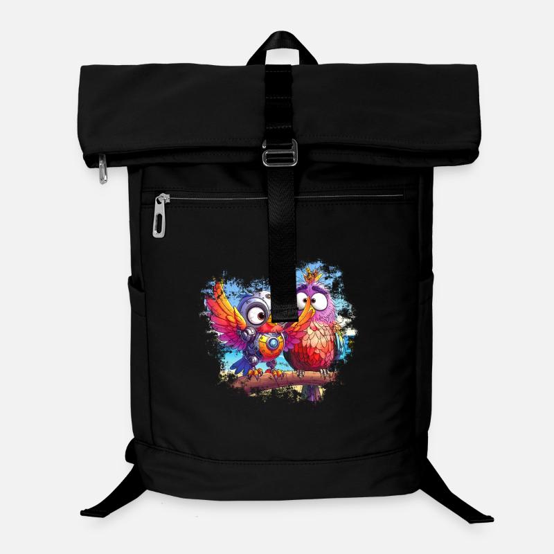 Oiseaux robot plage, lumière, joie, couleurs - Sac à dos ordinateur - noir