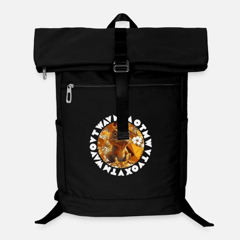 Tropisches Chamäleon stilisierte exotische Grafik - Laptop-Rucksack  - Schwarz