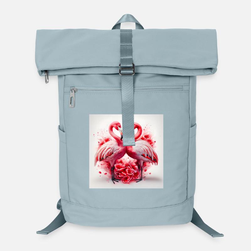 Flamingo Hearts and Flowers Laptop Backpack