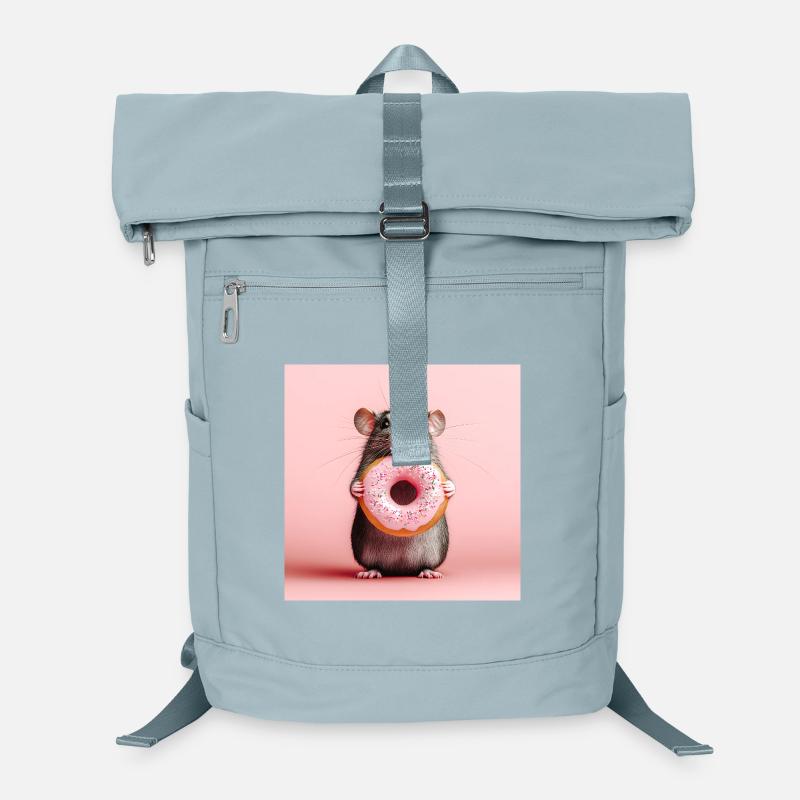 Cute mouse with colorful donut Laptop Backpack