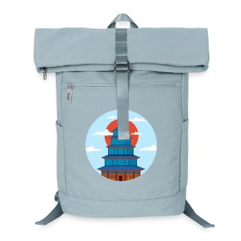 Traditional Blue and Orange Pagoda - Laptop Backpack - ice blue - Front
