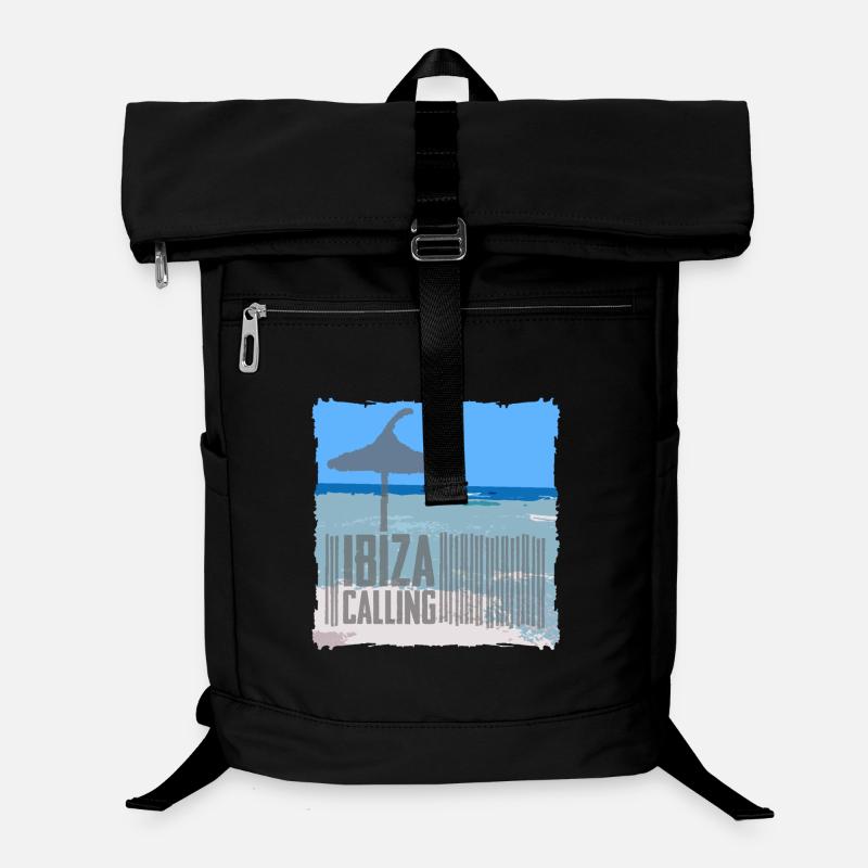Ibiza beach setting with umbrella Laptop Backpack