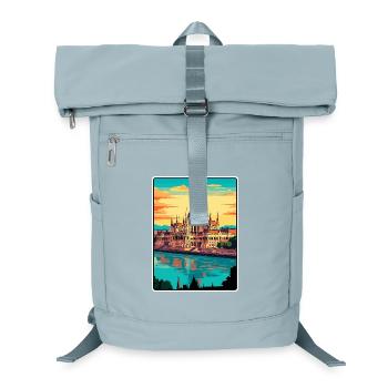 Budapest, Hongrie, Parlement, Affiche de voyage vintage - Sac à dos ordinateur - bleu glacier - Devant