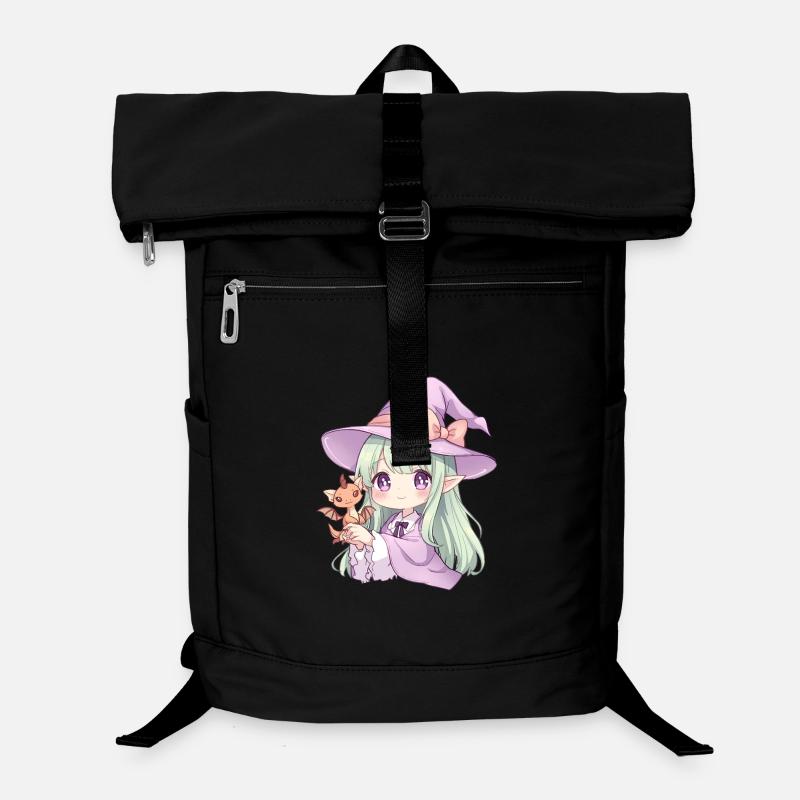 Kawaii Anime Hexe mit Drachen Laptop-Rucksack 