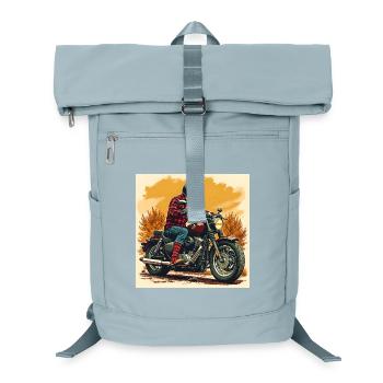 Plaid Socks + Biker Illustration - Laptop Backpack - ice blue - Front
