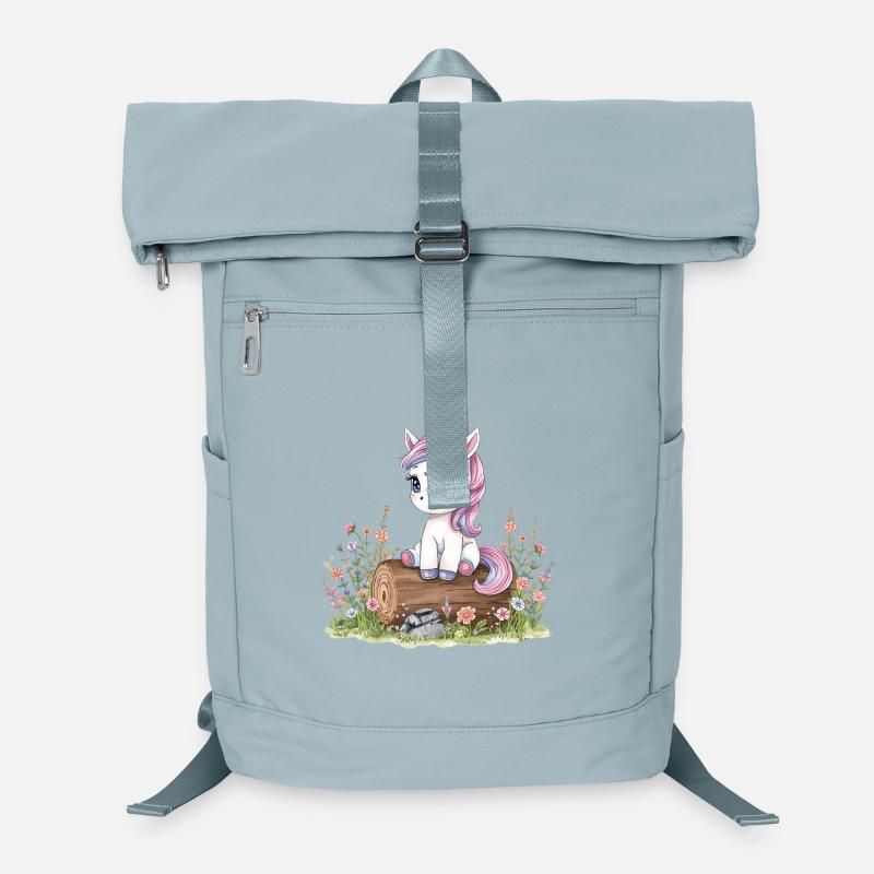 Watercolor unicorn on tree trunk with flowers Laptop Backpack