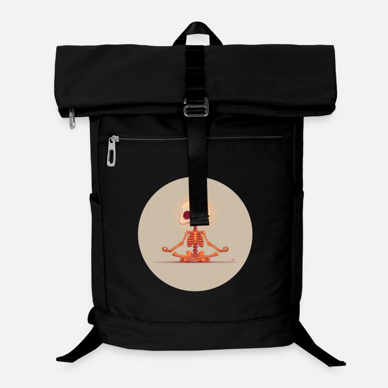 Posture de méditation du squelette en orange Sac à dos ordinateur