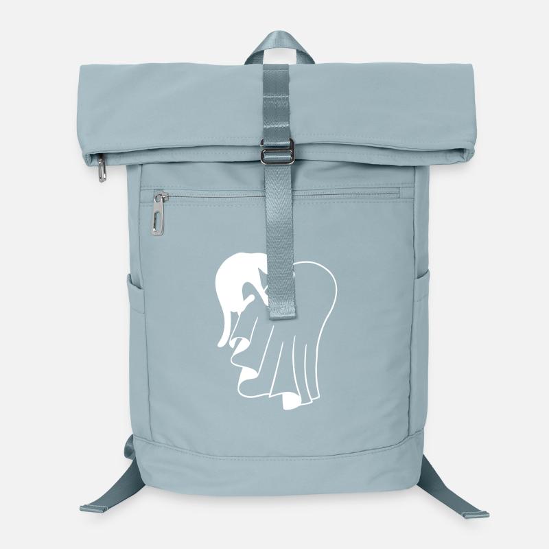 Ghost with Cat Sketch – Child-Friendly Halloween Laptop Backpack