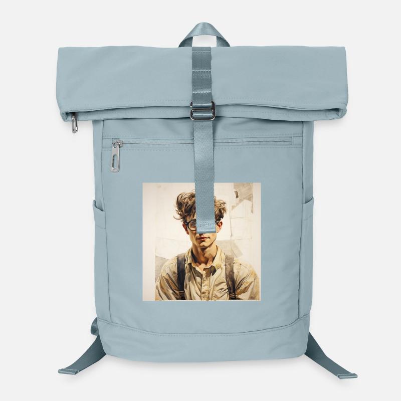 Casual Learner Portrait with Glasses Laptop Backpack