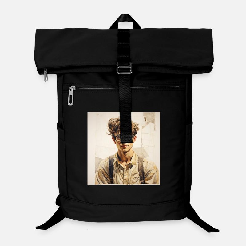 Lässig Lernender Portrait mit Brille - Laptop-Rucksack  - Schwarz