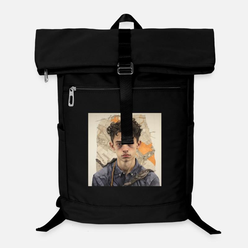 Portrait de cheveux ébouriffés en patchwork Sac à dos ordinateur
