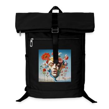Floral Mask Portrait Surreal - Laptop Backpack - black - Front