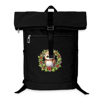 Stechpalmen-Eulenkranz in der Feiertagssaison - Laptop-Rucksack  - Schwarz - Vorne