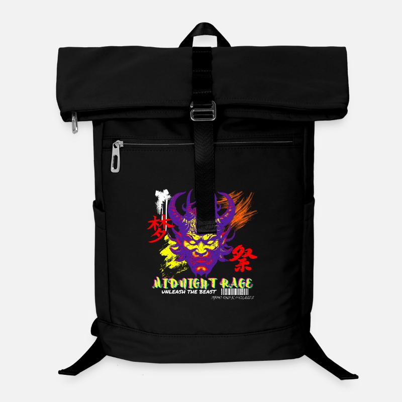Midnight Rage Glitch Oni Face Style Urbain Sac à dos ordinateur