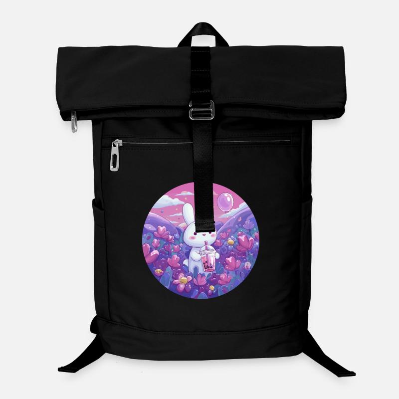 Petit Lapin dans la Mer de Fleurs Pourpre Sac à dos ordinateur