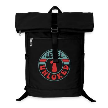 Level 1 Unlocked – Cooles Gamer Design - Laptop-Rucksack  - Schwarz - Vorne
