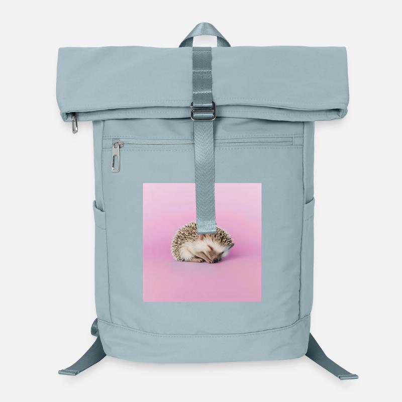 Hérisson endormi sur fond rose pâle Sac à dos ordinateur