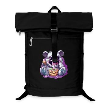Süßer Panda-Monster mit Süßigkeiten - Laptop-Rucksack  - Schwarz - Vorne