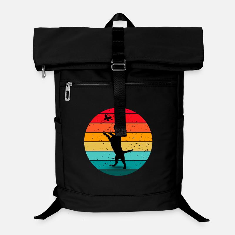 Hund Schmetterling Wald Retro Sonnenuntergang  Laptop-Rucksack 