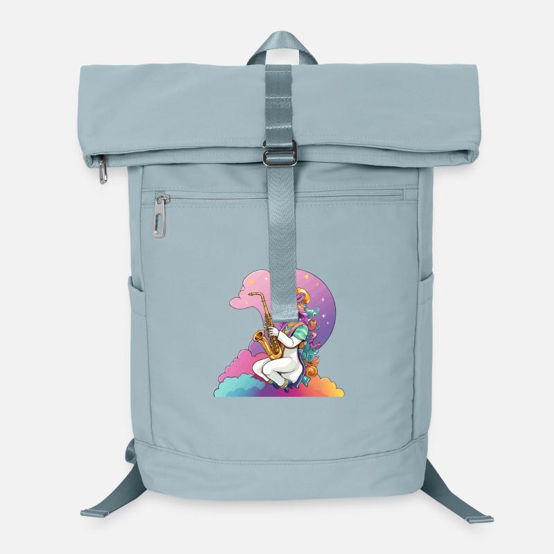 Saxophon Unicorn im Regenbogen Laptop-Rucksack 