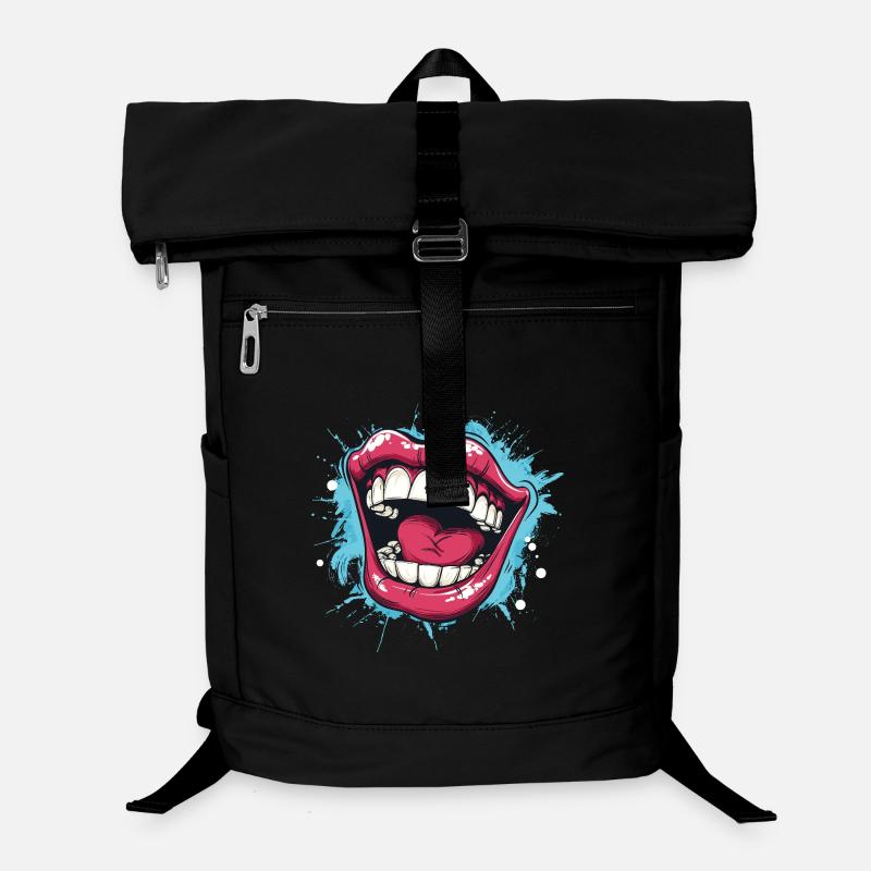 Laughing Cartoon mouth wide open with red lips Sac à dos ordinateur