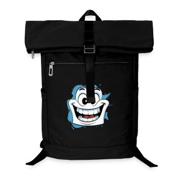 Happy Laughing cartoon face in white and happy eye - Laptop Backpack - black - Front