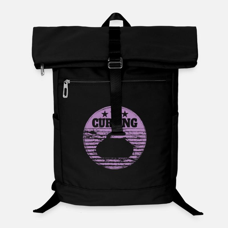 Curling Stone Winter Sports Vintage Retro Style Laptop Backpack
