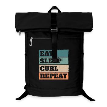 Eat Sleep Curl Repeat Retro Vintage Sport Look - Laptop-Rucksack  - Schwarz - Vorne