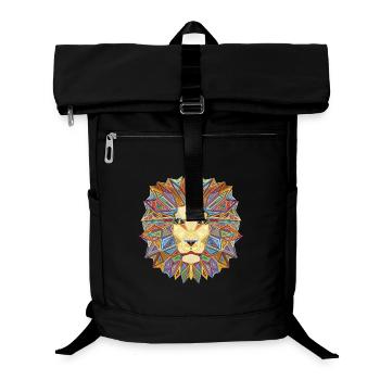 Tête de lion géométrique - Sac à dos ordinateur - noir - Devant