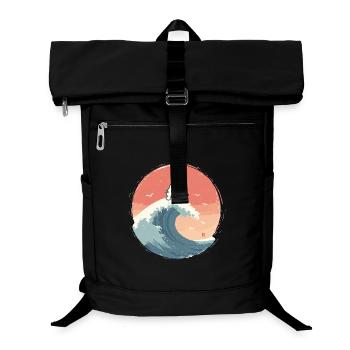 Cat wave at the evening sea - Laptop Backpack - black - Front