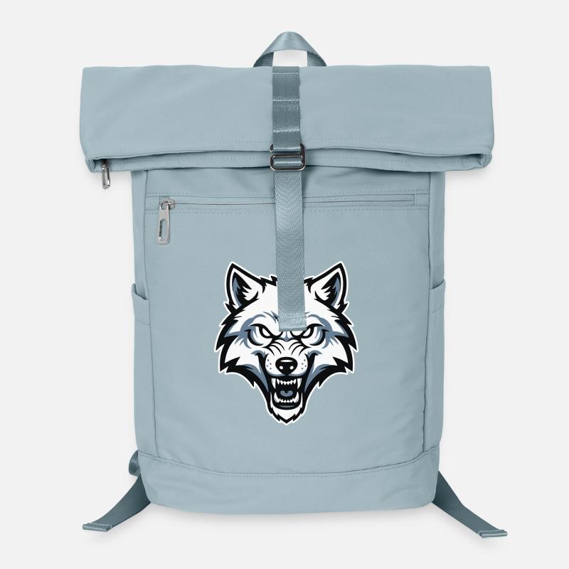 Wild Arctic White Wolf Wolf Mascot Logo Laptop Backpack