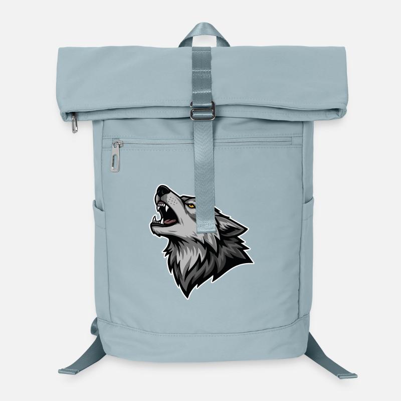 Gray Wolf Howling Wild Moon Wolf Logo Laptop Backpack