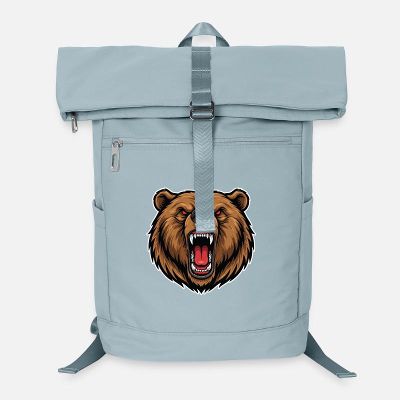 Wild Brown Bear Anger Logo Maskottchen Bär Laptop-Rucksack 