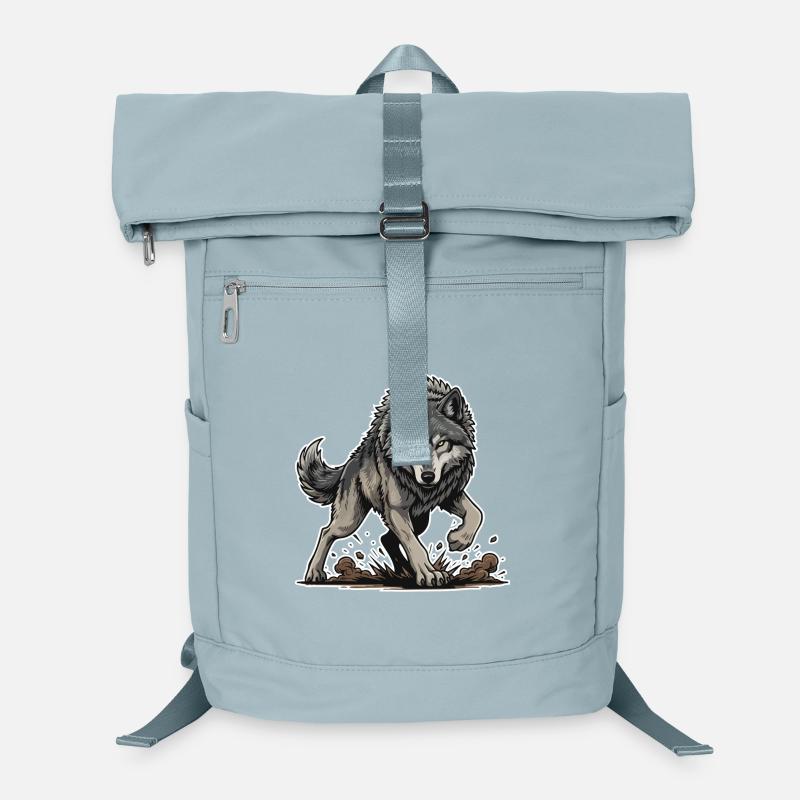 Loup Gris Sauvage Marche Mascotte Wolf Alpha Sac à dos ordinateur