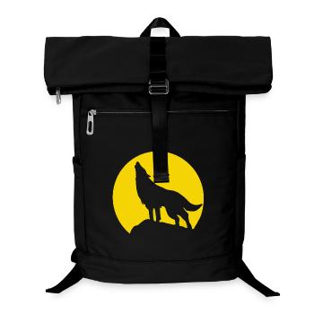 Mondsilhouette Wolfheulen - Laptop-Rucksack  - Schwarz - Vorne