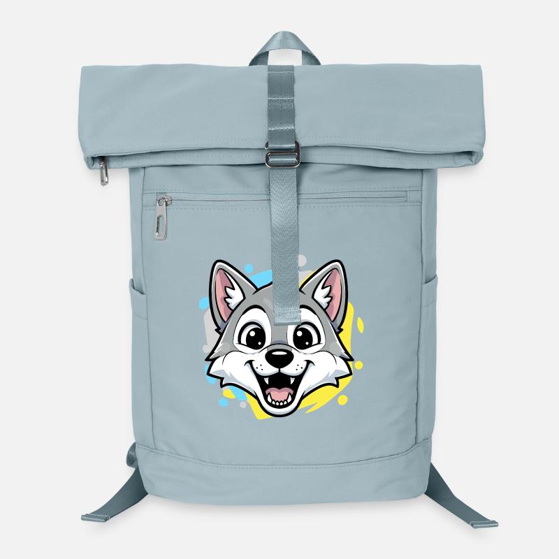 Wolf Kopf Cartoon Art Laptop-Rucksack 