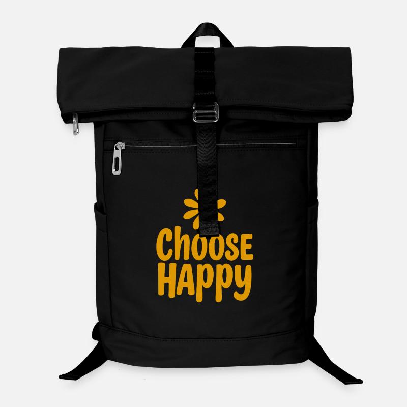 Choose Happy Lächelnde Blume Positivität Laptop-Rucksack 