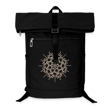 Beige Mandala-Blüte - Laptop-Rucksack  - Schwarz - Vorne