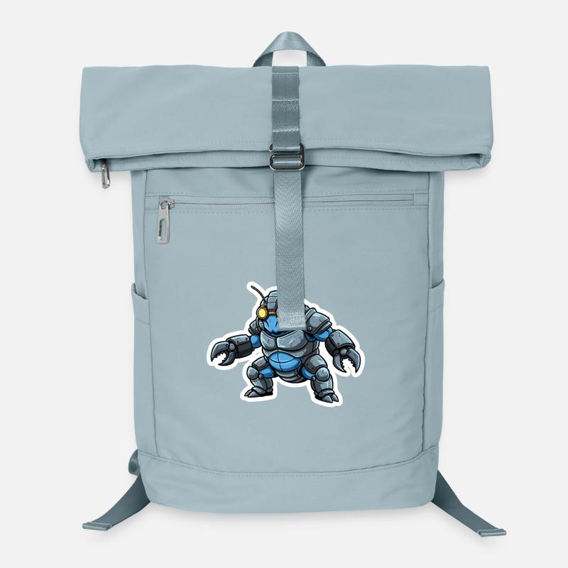 Guerrier_Bionique_Steampunk_Armure_Acier_Bleu Laptop Backpack